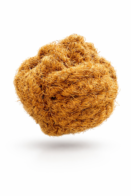 Coir rope ball on a white background